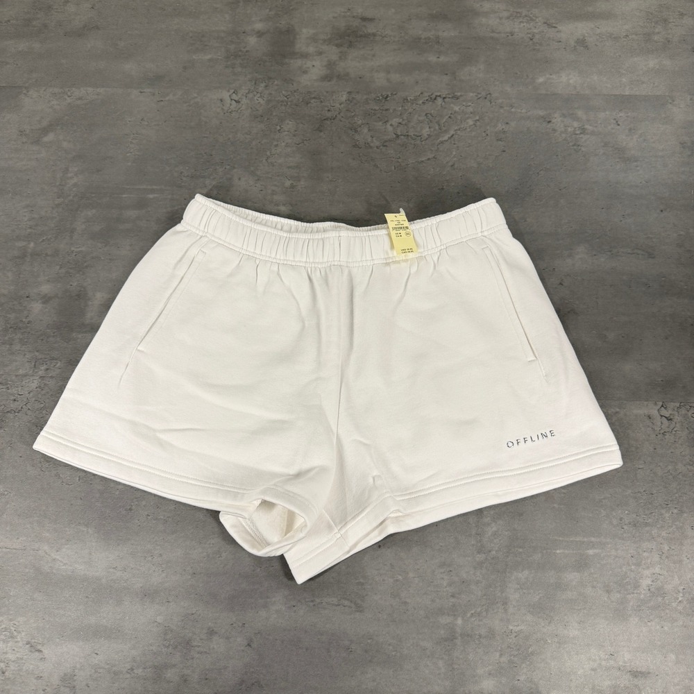 OFFLINE by Aerie Shorts Womens M White Fleece Lined 3" Inseam Lounge Sweat $40